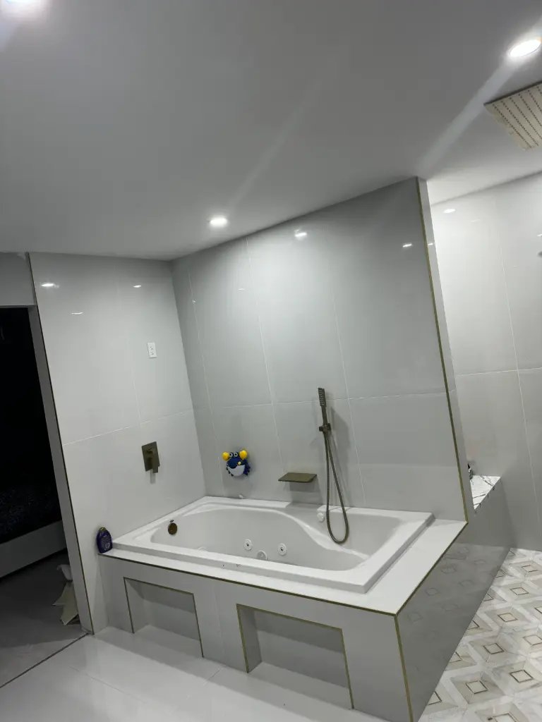 Master Bathroom with Marble Tile